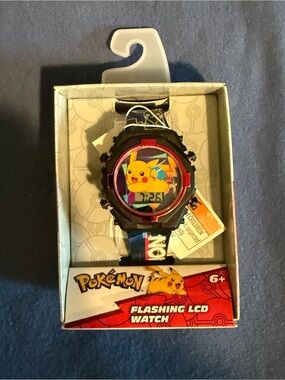 Pokemon Kids Pikachu Flashing LCD Watch - Yellow, Black, Red, Blue
